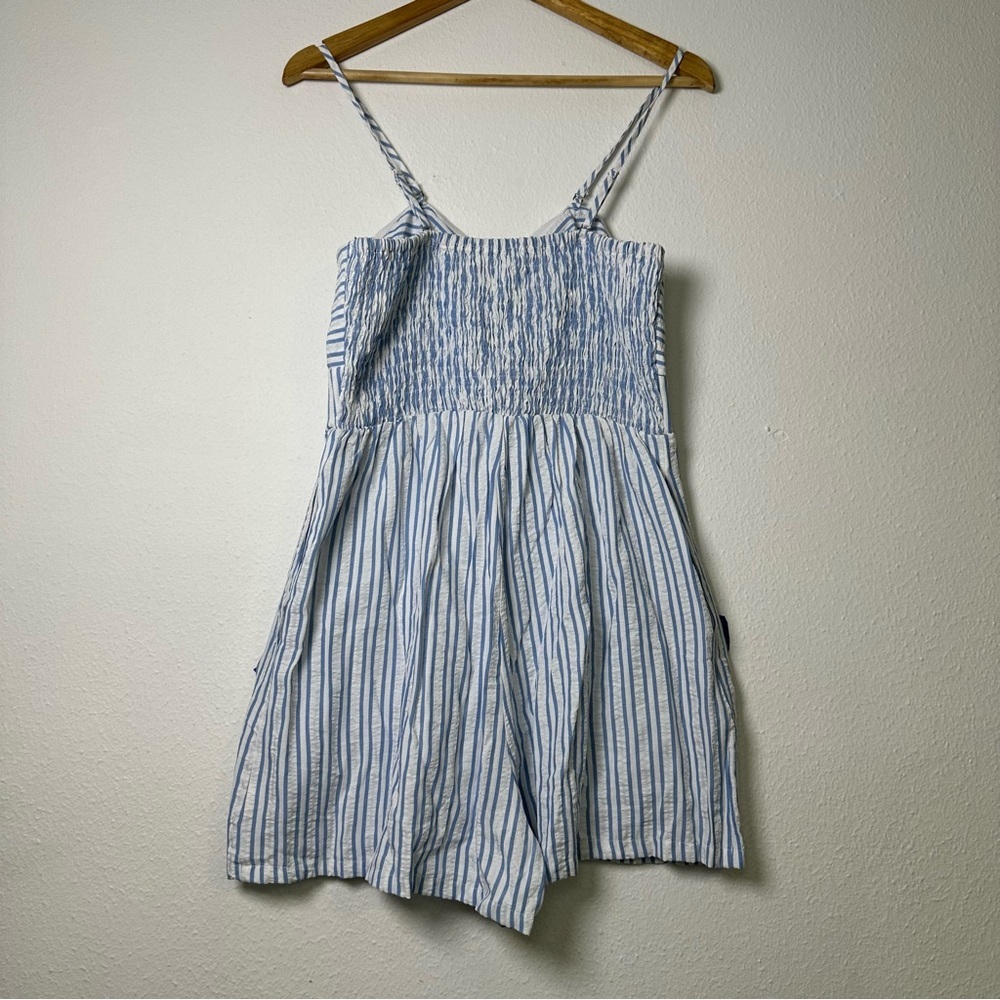 NWT Cupshe Removable Straps Marigold Blosson Blue and White Striped Romper - Picture 5 of 15
